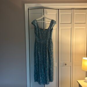 Boden Teal and White Patterned Dress